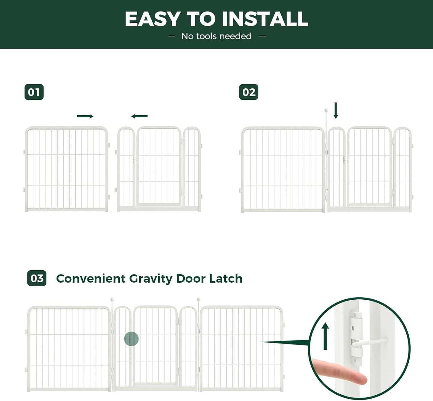 FXW Rollick Unleashed Dog Playpen for Indoor, Yard, RV Camping, 24 inch 24 Panels for Small and Puppy Dogs, White│Patented