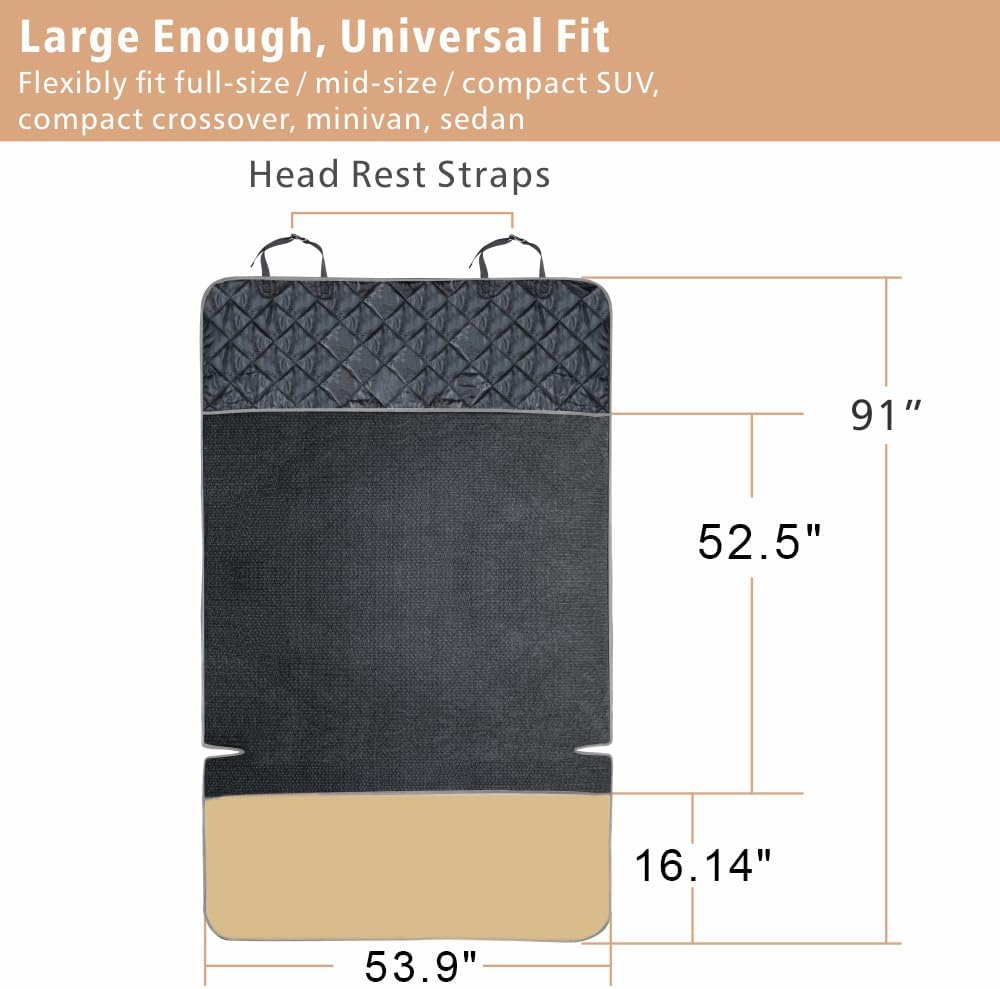 F-color SUV Cargo Liner for Dogs, Water Resistant Pet Cargo Cover Dog Seat Cover Mat for SUVs Sedans Vans with Bumper Flap Protector, Non-Slip, Large Size Universal Fit, Khaki