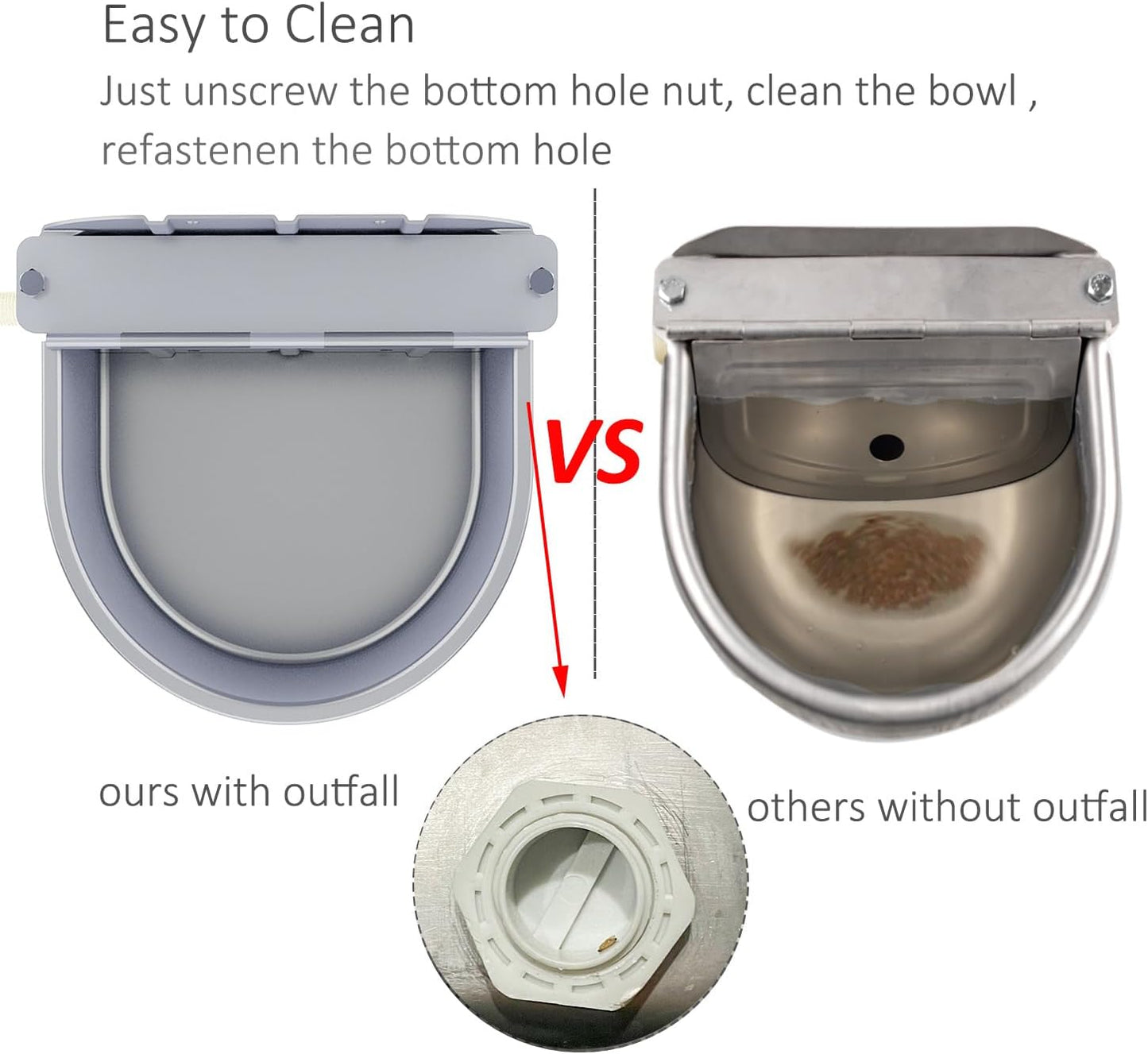 Automatic Water Dispenser for Dog Water Bowl Dispenser Large Size Stainless-Steel Waterer Feeder Self Filling Water Trough for Poultry and Livestock (Metallic Gray, Large)