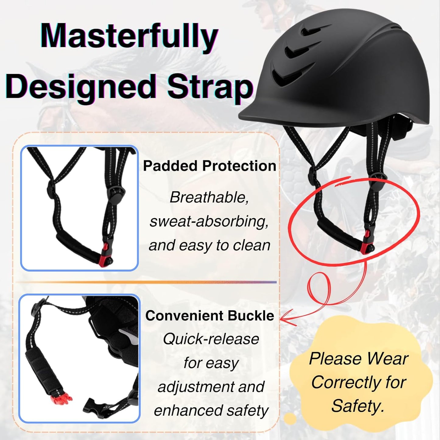 Equestrian Set - Helmet and Gloves for Horseback Riding and Training - Horse Riding Safety Gear Helmets Equestrian Equi-Pro Gear Gloves for Women, Man