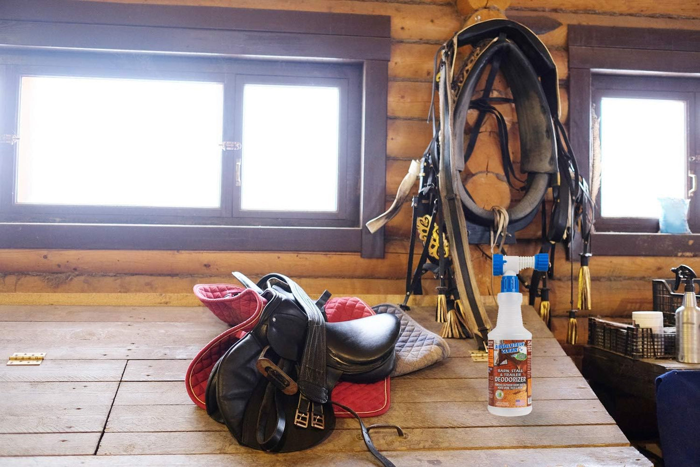Absolutely Clean Barn, Stall, or Horse Trailer Deodorizer, Natural-Based Cleaning Spray (32oz)