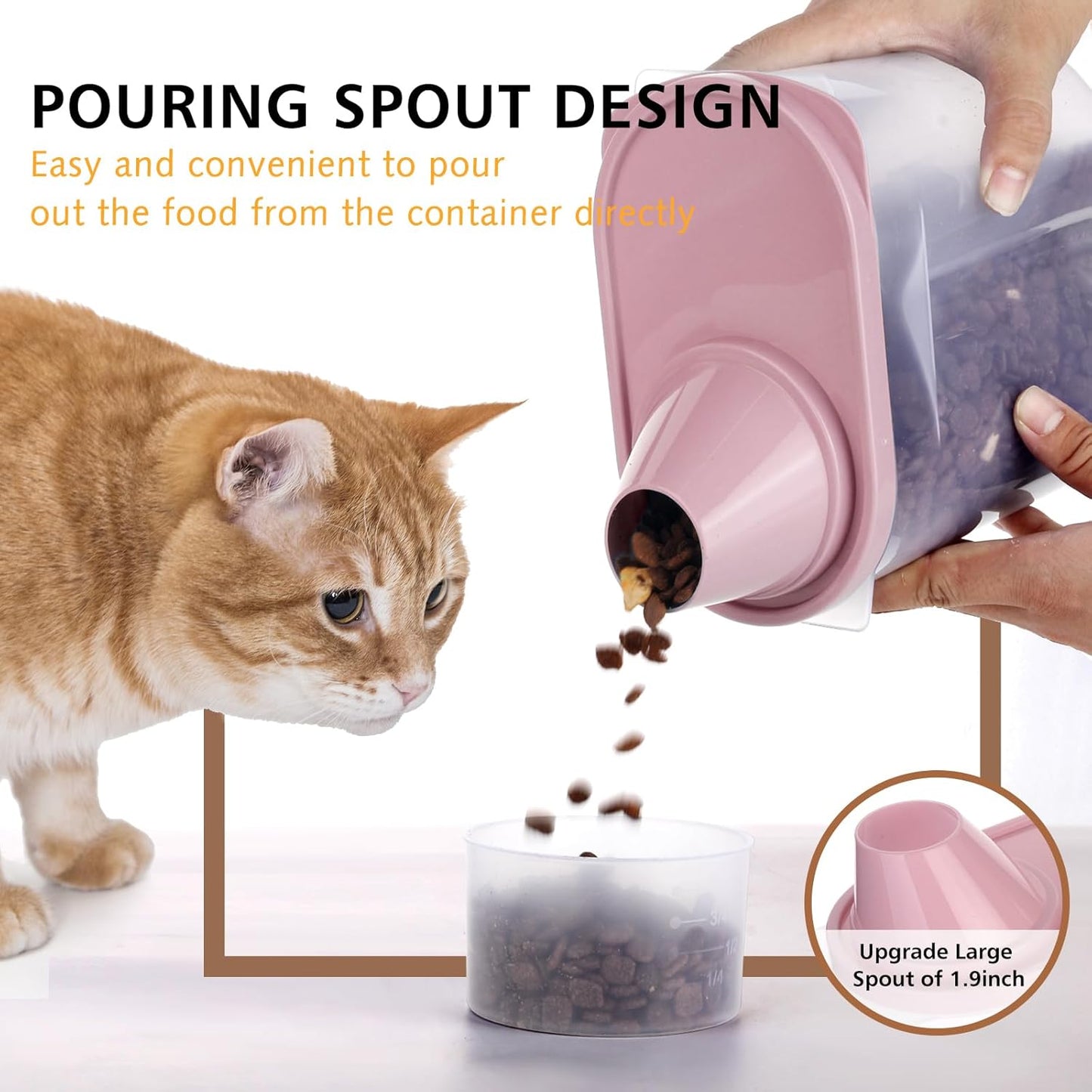 GreenJoy 2 Pack 2lb/2.5L Pet Food Storage Container with Measuring Cup, Can Covers and Bowl for Small Dog, Cat, Waterproof-BPA Free (Pink 1.8L)