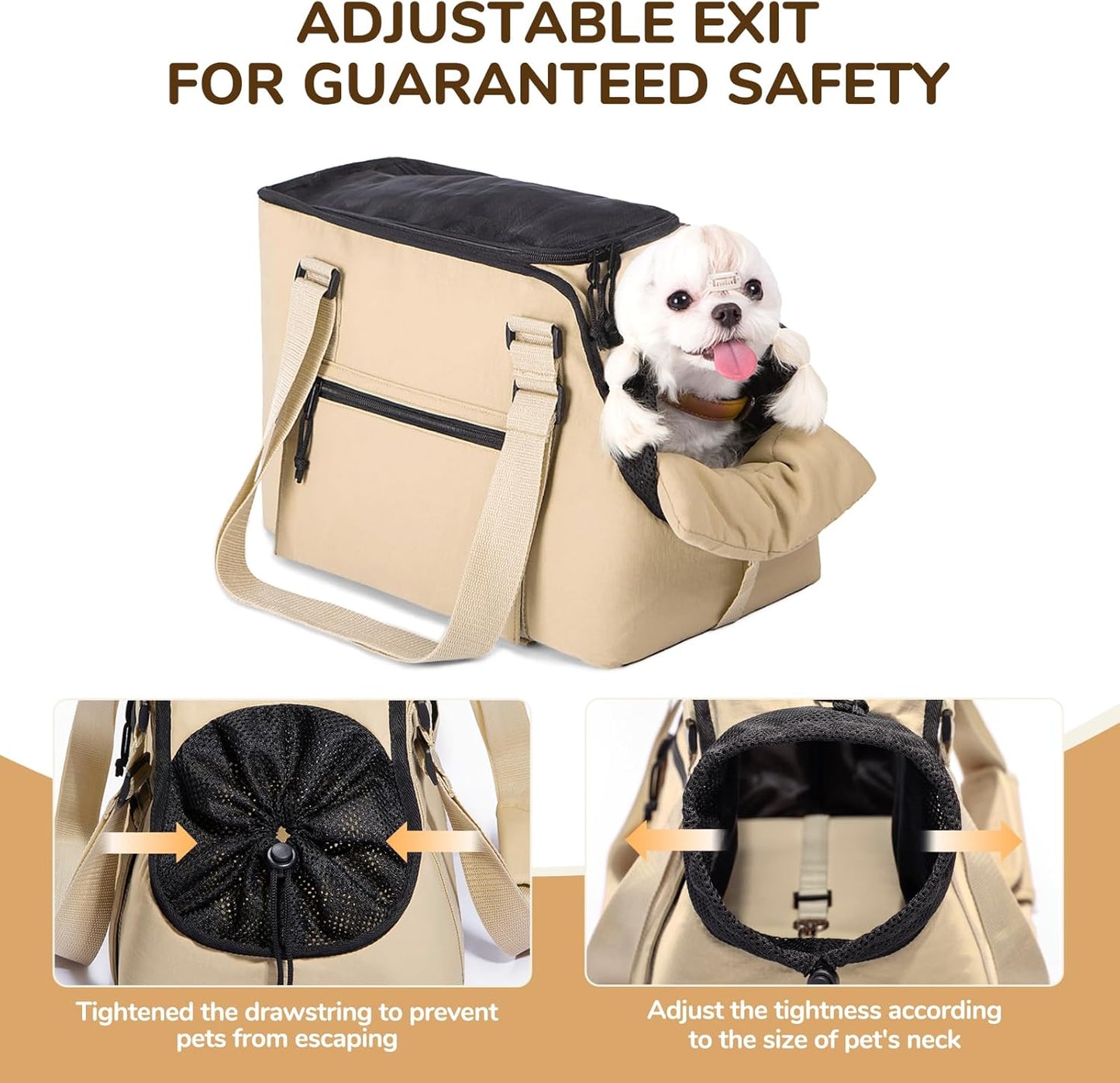 BurgeonNest Dog Purse Carrier for Small Dogs and Cats, Soft Sided Cozy Plush Pet Bag Carrier, 15.7" L x 8" W x 11" H Lightweight Pet Tote Bag with Secure Harness Clip