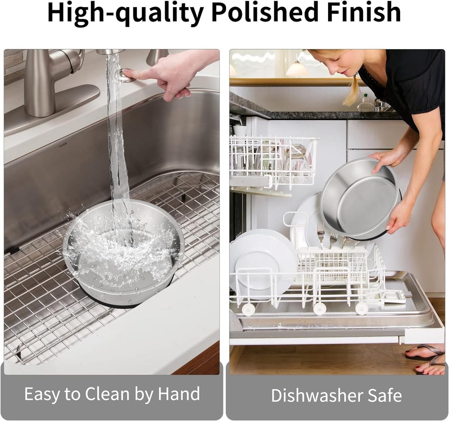 Taglory 2 Cup Stainless Steel Dog Bowls Set of 2 for Food and Water, Silicone Base Anti-Slip, Rust Resistant, Extra Thick Metal Dog Bowl for Cats and Puppies, 17oz, Black