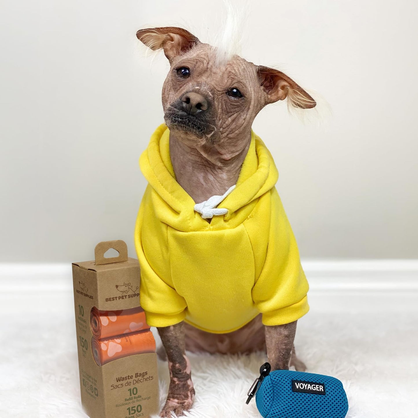 Best Pet Supplies Dog Poop Bags (150 Bags) for Waste Refuse Cleanup, Doggy Roll Replacements for Outdoor Puppy Walking and Travel, Leak Proof and Tear Resistant, Thick Plastic - Orange