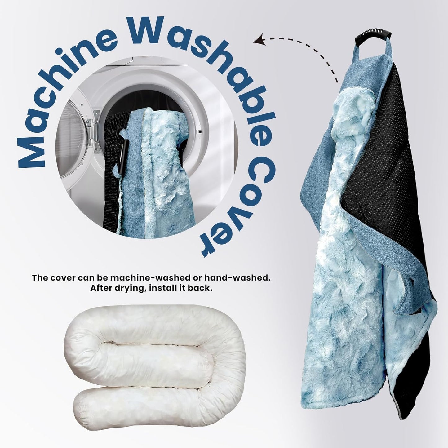 Calming Extra Large Dog Couch Bed for Dogs, 45 x 37 inch Waterproof Removable Pet Mat Couch Cover for Furniture Protector, Non-Slip Fluffy Pelsbarn Dog Bed for Couch, Sofa, Car - Tie-Dye Blue