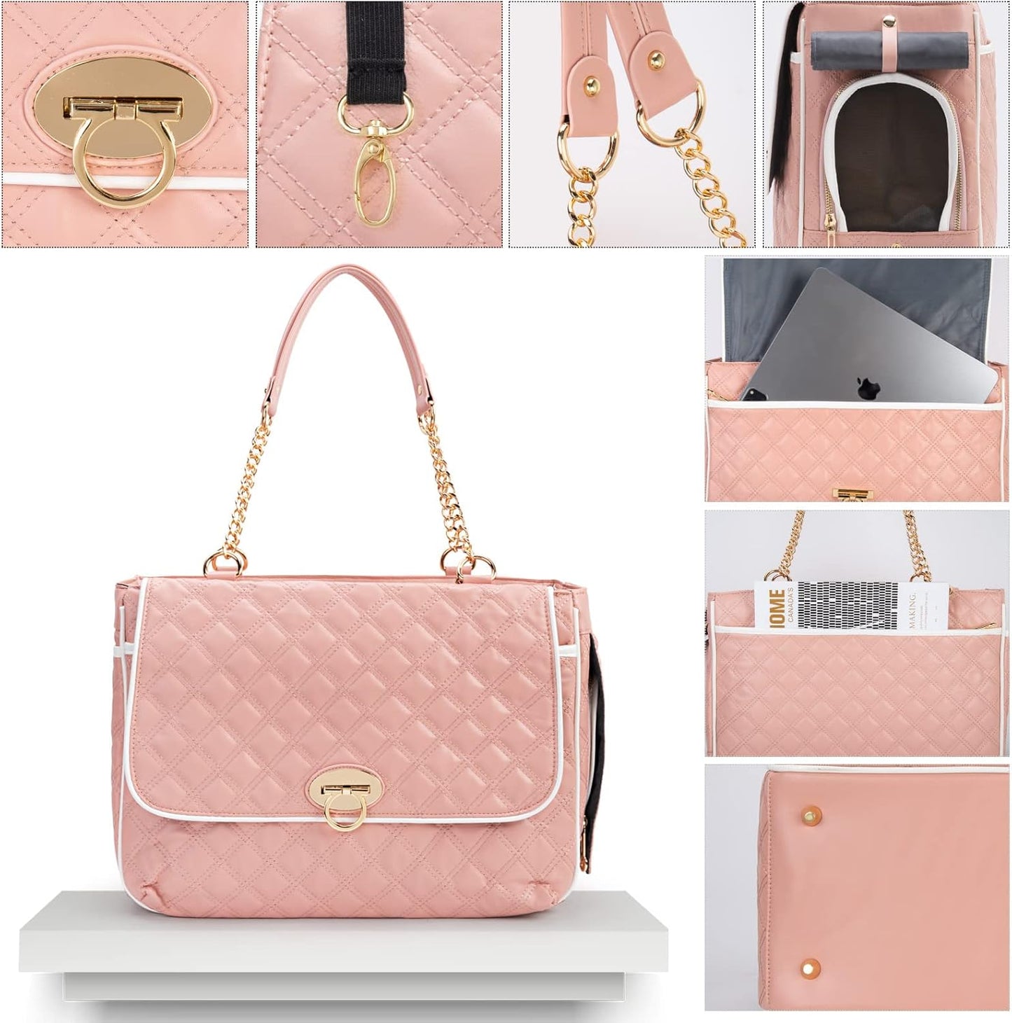 Fashion Pet Carrier Dogs Cat Small Animals Purse Bag, Leather Pet Carriers Dog Puppy Kitten Tote Travel Handbag TSA Airline-Approved