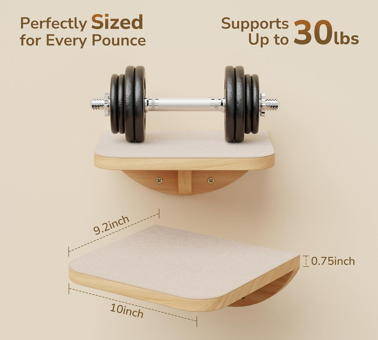 Cat Wall Shelf & Window Perch Combo, Wood Cats Wall Furniture with Soft Foam Curved Bed and Felt-Padded Steps, 4-Piece Floating Cat Climbing System