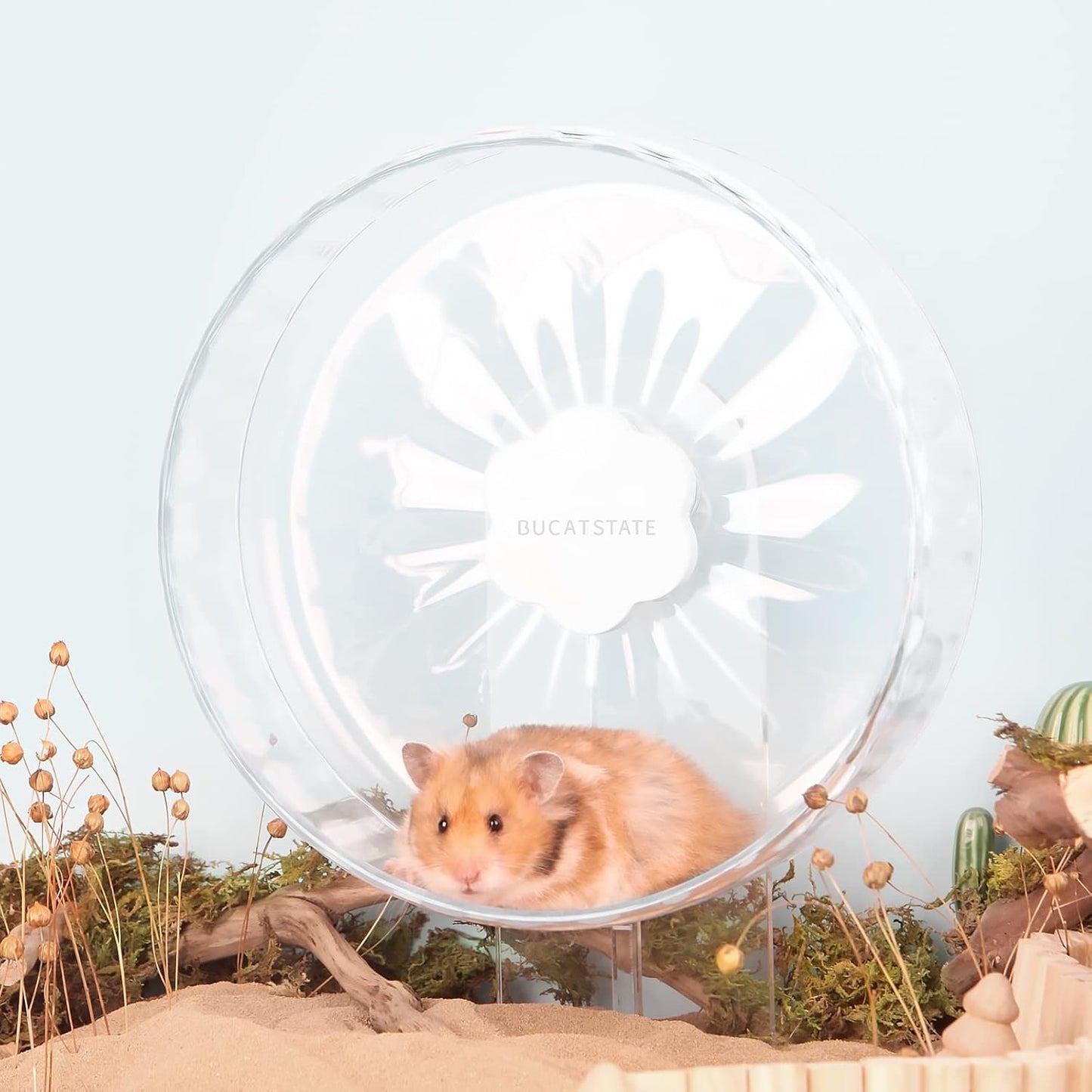 Bucatstate Hamster Exercise Wheel Super-Silent with Adjustable Base Dual-Bearing Cage Accessories Quiet Spinning Running Wheel for Dwarf Syrian Hamster Gerbils and Other Small Animals