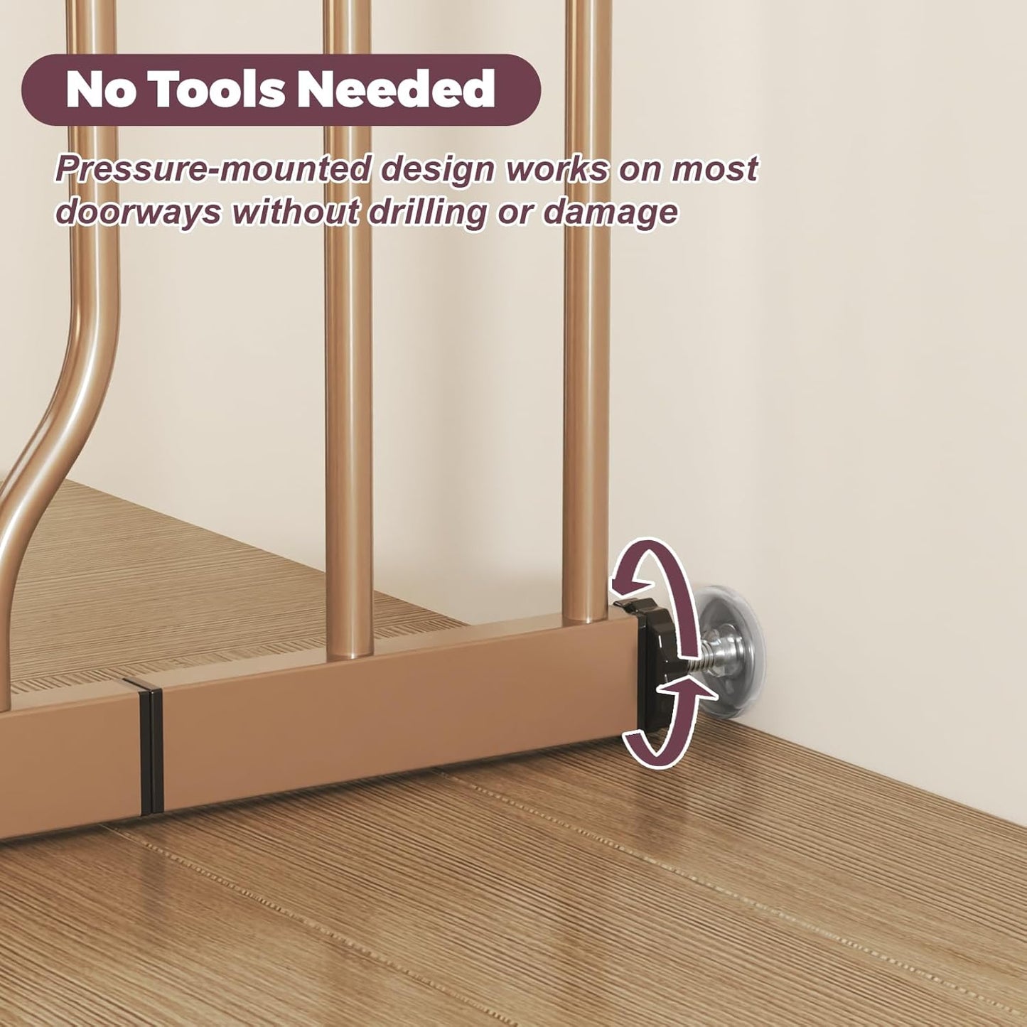 29"-40" Baby Gate for Stairs, Auto Close Stroller Friendly Dog Gate Indoor for Doorways, Pressure Mounted Baby Gate, Easy Walk Through Gate for Children & Pets, Brown