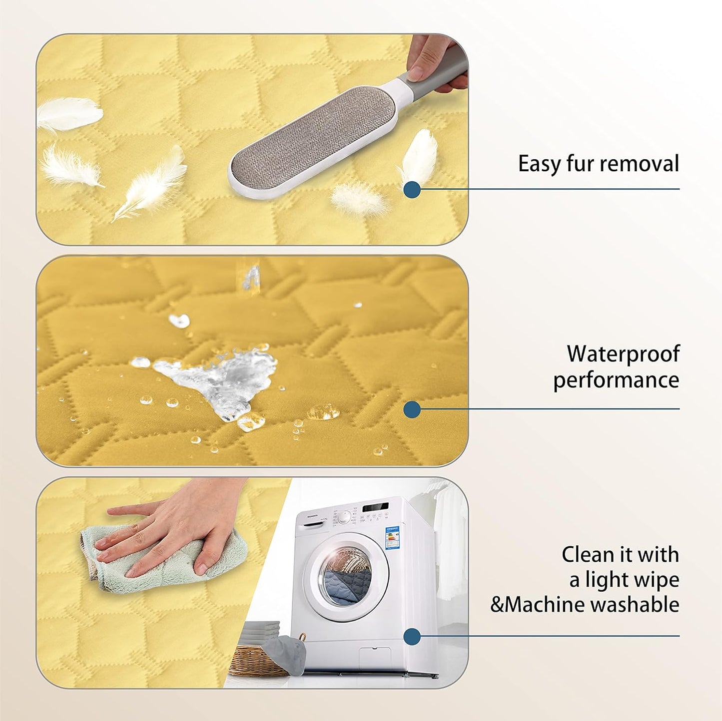 gogobunny 100% Double-Sided Waterproof Dog Bed Cover Pet Blanket Sofa Couch Furniture Protector for Puppy Large Dog Cat, Reversible (82x82 Inch (Pack of 1), Dark Yellow/Light Yellow)