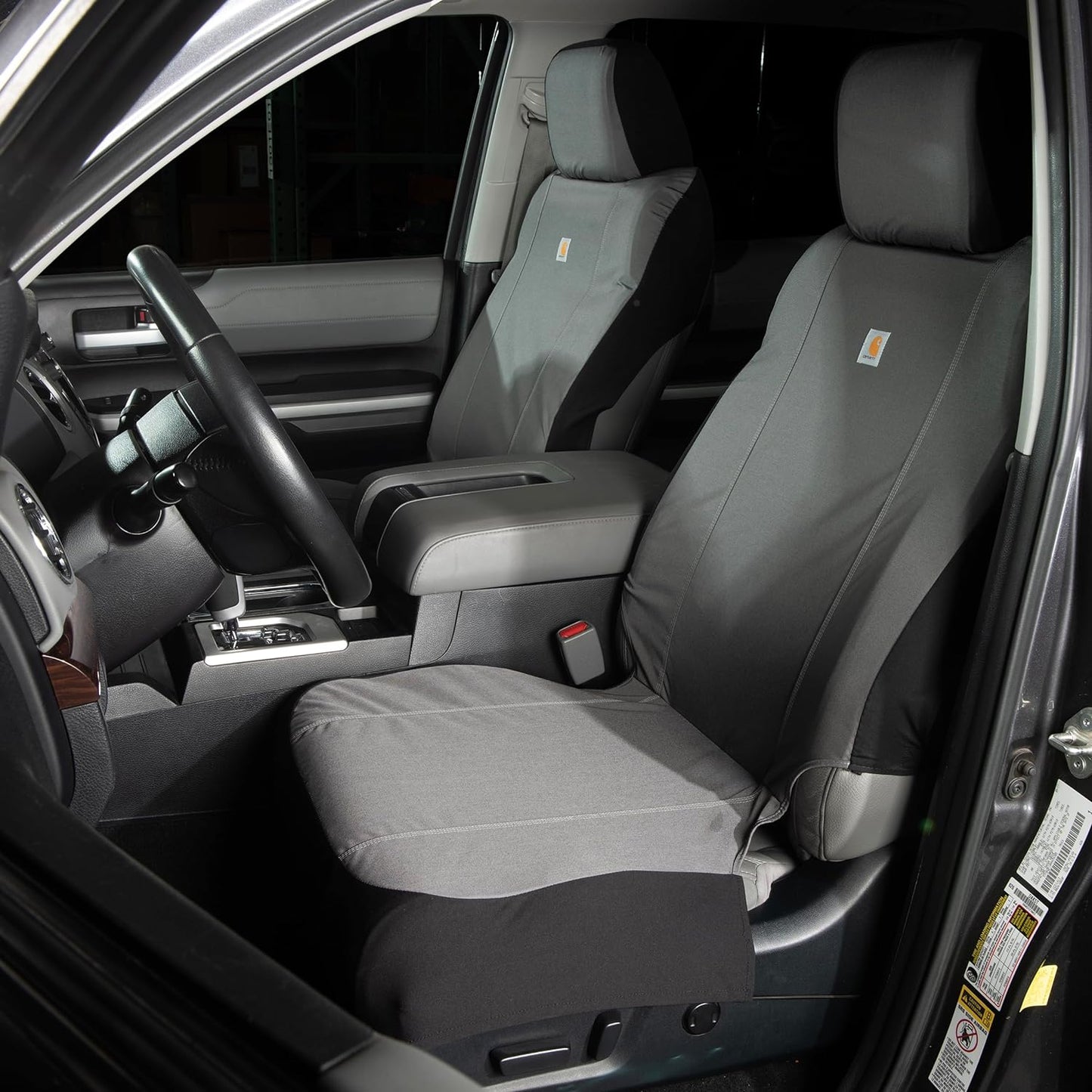 Carhartt Universal Nylon Duck Canvas Fitted Bucket Seat Cover, Durable Seat Protection with Rain Defender, Single, Gravel