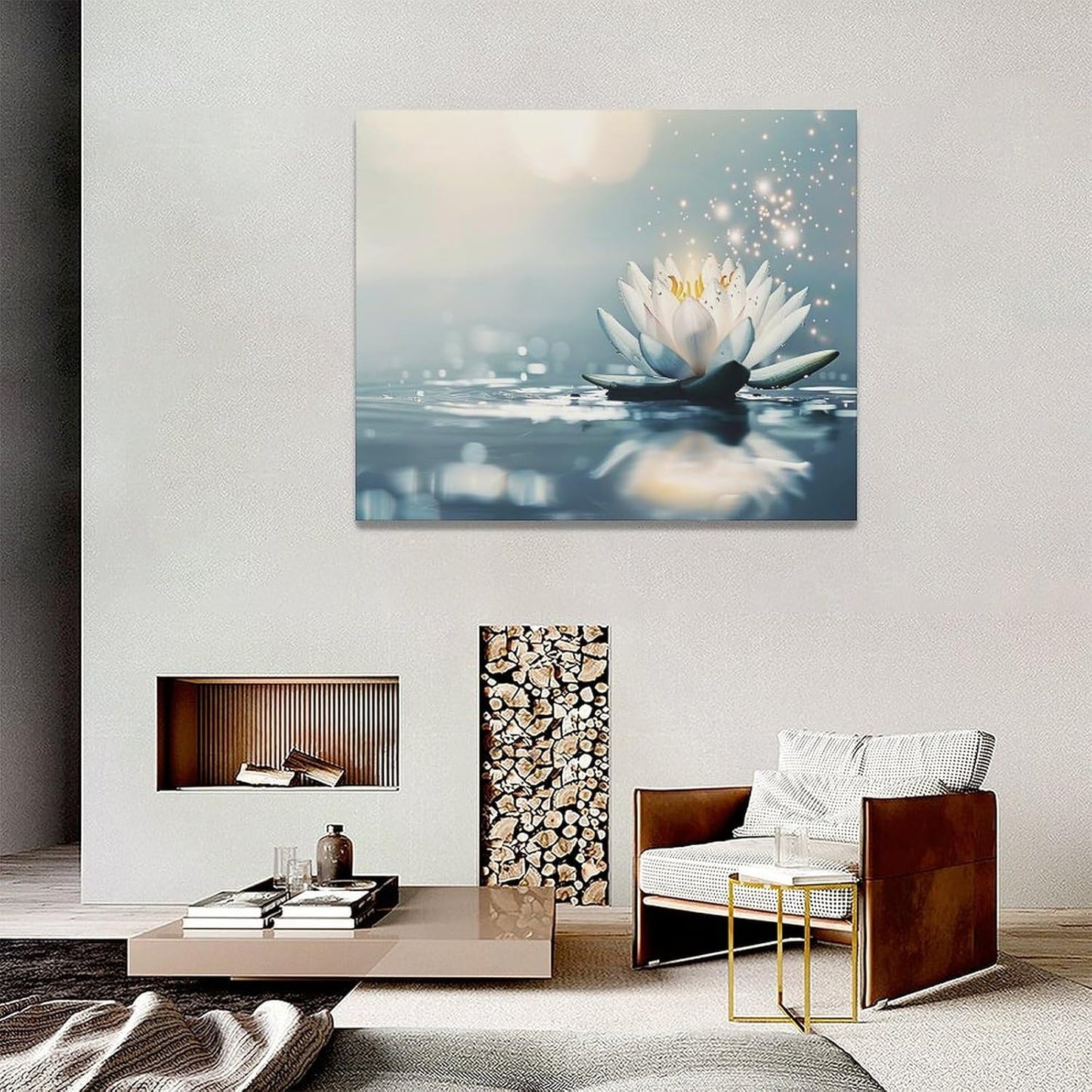 Bathroom Lotus Wall Art Floral Pictures Zen Meditation Wall Decor Yoga Spa Spiritual Canvas Print Painting Artwork for Bathroom Restroom Living Room Bedroom 16"x20"