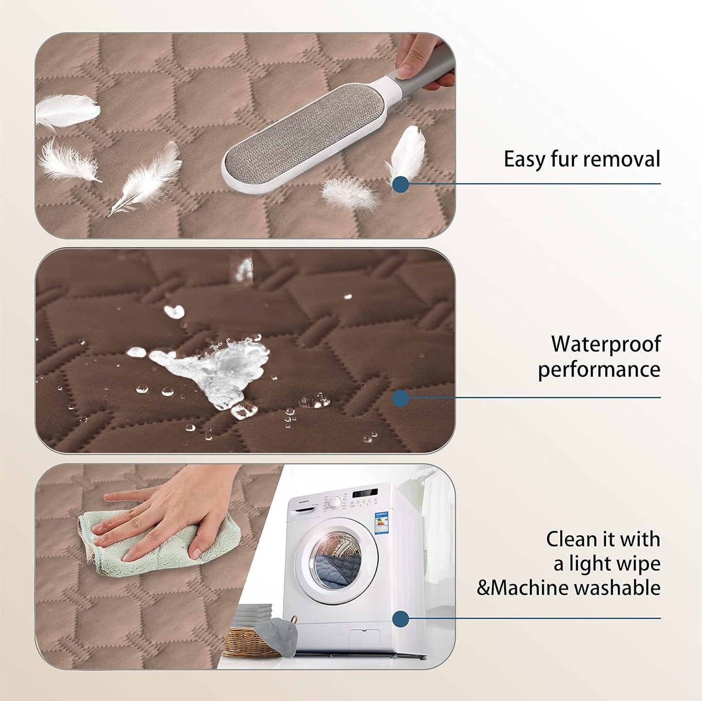 gogobunny 100% Double-Sided Waterproof Dog Bed Cover Pet Blanket Sofa Couch Furniture Protector for Puppy Large Dog Cat, Reversible (82x82 Inch (Pack of 1), Dark Chocolate/Light Chocolate)