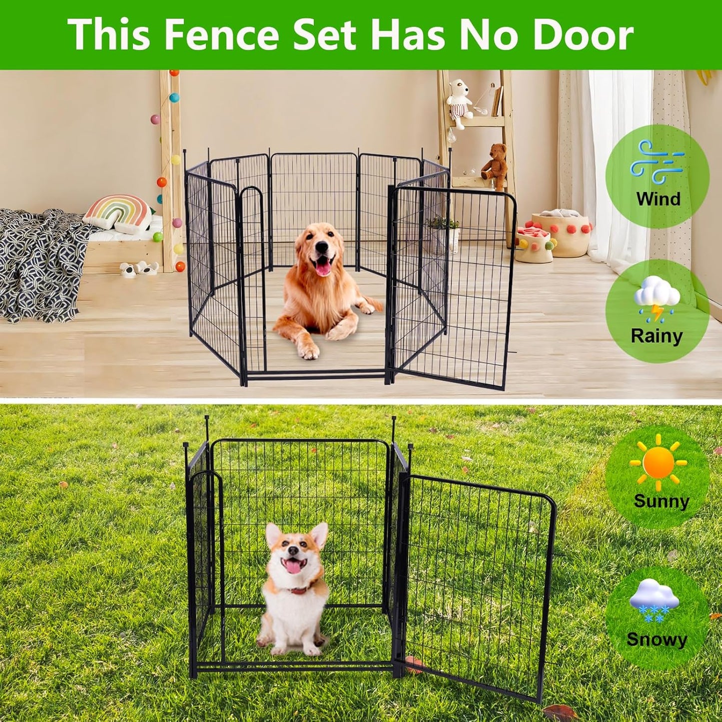 40in(H) Doorless Fence for Garden 14 Panels, 31.2 Ft(L) Barrier, Outdoor Garden Protection for Dogs Low Threshold,Indoor Fence Without Gate