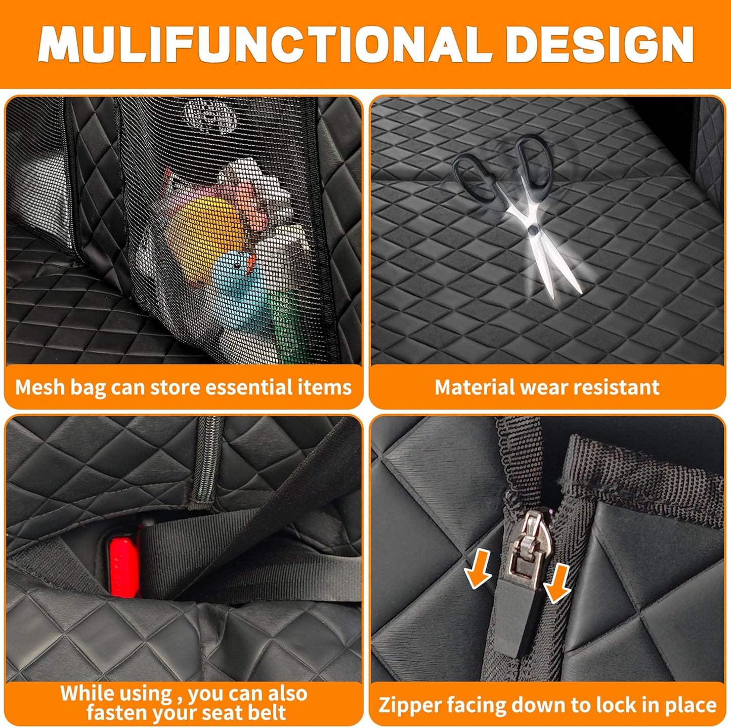 Back Seat Extender for Dogs,Waterproof Dog Car Seat Cover Protector with Mesh Window,Large Space Hammock for Car SUV Truck Dog Travel