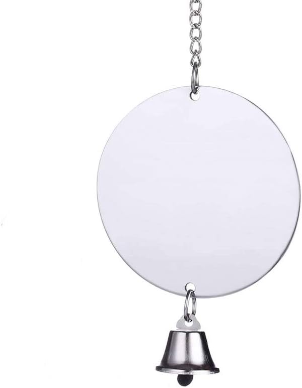 Hypeety Pet Bird Mirror Toy with Bells Hanging Toy for Parakeet Cockatiel Conure Lovebirds Finch Canary Cage Swing Fun Play Toy (Bird Mirror-1 Bell)