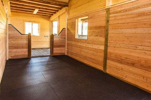 American Heavy Duty Stall Tiles - Thick, Durable Rubber Flooring - Solid Black 8' x 20' Set 1/2" Thick (40 Tiles Total)