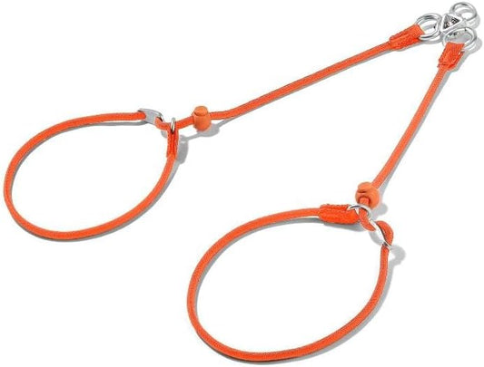 Howgo Double Slip Leash Slip Lead with Two Handles| Dual Dog Slip Lead for 2 Dogs,360° Swivel No Tangle | Dog Training Collar | Double Clip Leash Coupler and Splitter (Orange, 3FT)