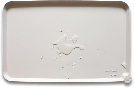 Hoki Found X-Large Silicone Non Slip Pet Food Mats - Tray for Dogs, Cats - Waterproof, Suitable for Carpet - Cream Brown