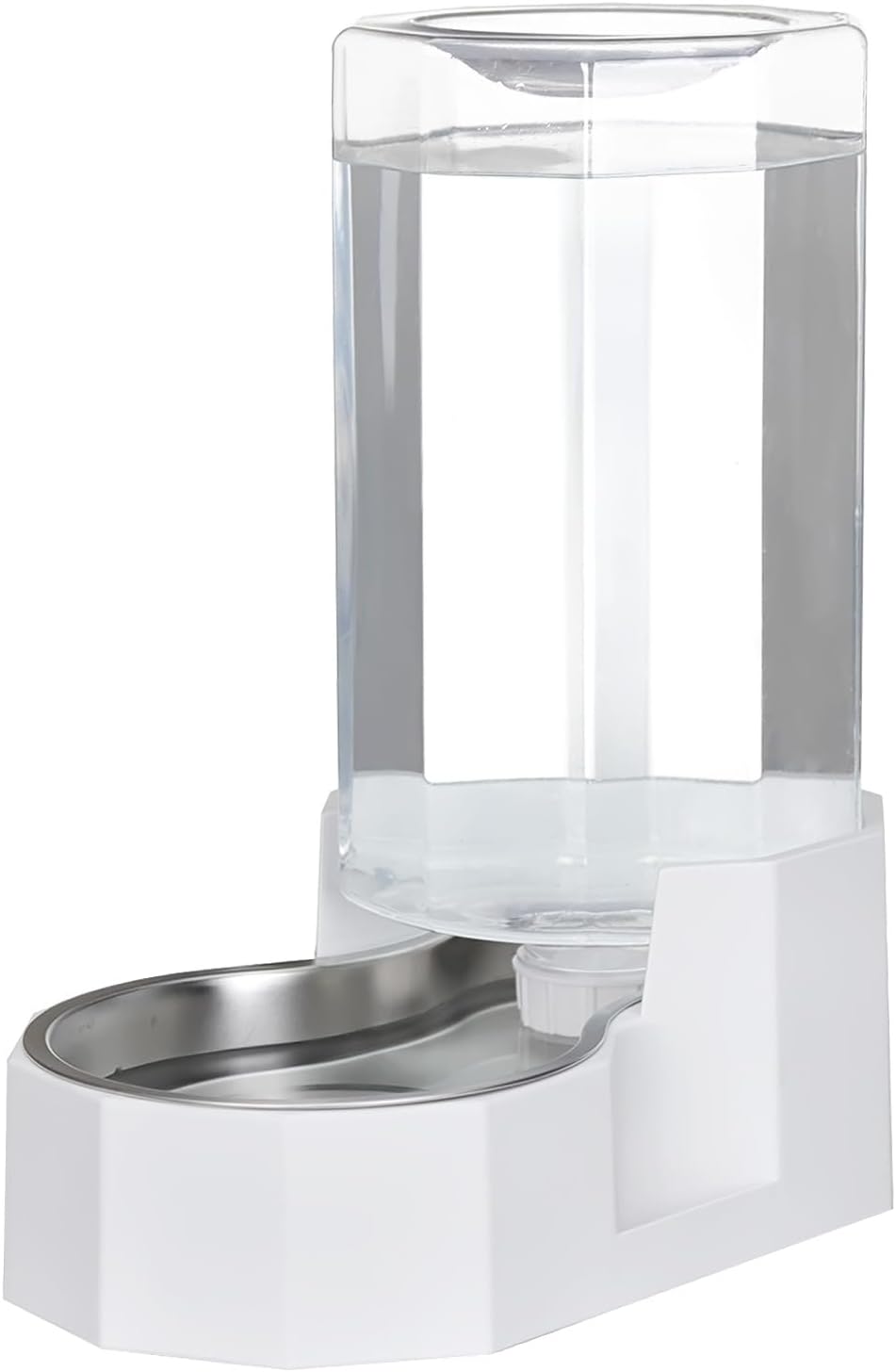 Sfozstra Dog Water Bowl Dispenser: 7L Large White Gravity Stainless Steel Bowl - Without Filter - Pet Feeder for Pets Indoor/Outdoor Use by Owners