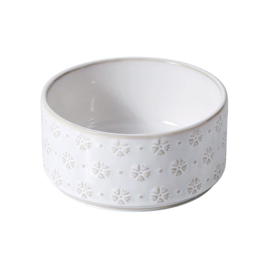 6.1inch Ceramic Dog Bowls, Food and Water Bowl for Small Breed Dogs, Weighted Dog Dishes(Single Bowl, Arctic White)