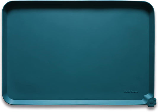 Hoki Found L Silicone Pet Food Mats - Non Slip Dog Cat Bowl Placemats - Waterproof Dog Cat Food Mats - For Carpet & Sicilian Ocean