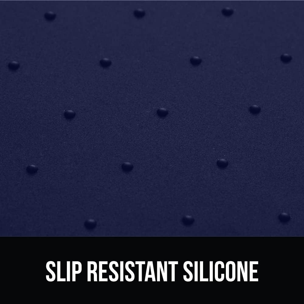 GORILLA GRIP 100% Waterproof Raised Edge BPA Free Silicone Pet Feeding Mat, Dog Cat Food Mats Contain Spills Protects Floors, Placemats for Cats and Dogs Water Bowl, Pets Accessories 32x24 Navy