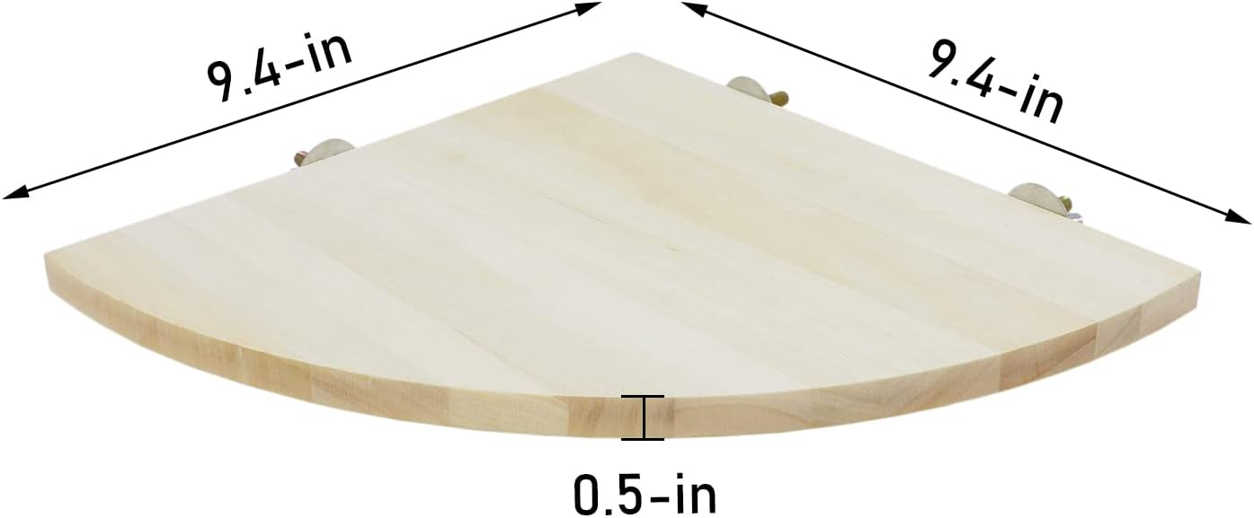 Wontee Bird Perch Stand 2 Pack Wooden Platform Corner Ledge for Budgies Cockatiels Conures African Greys Rats Gerbils Chinchillas Squirrels (XL (9.4"x9.4")