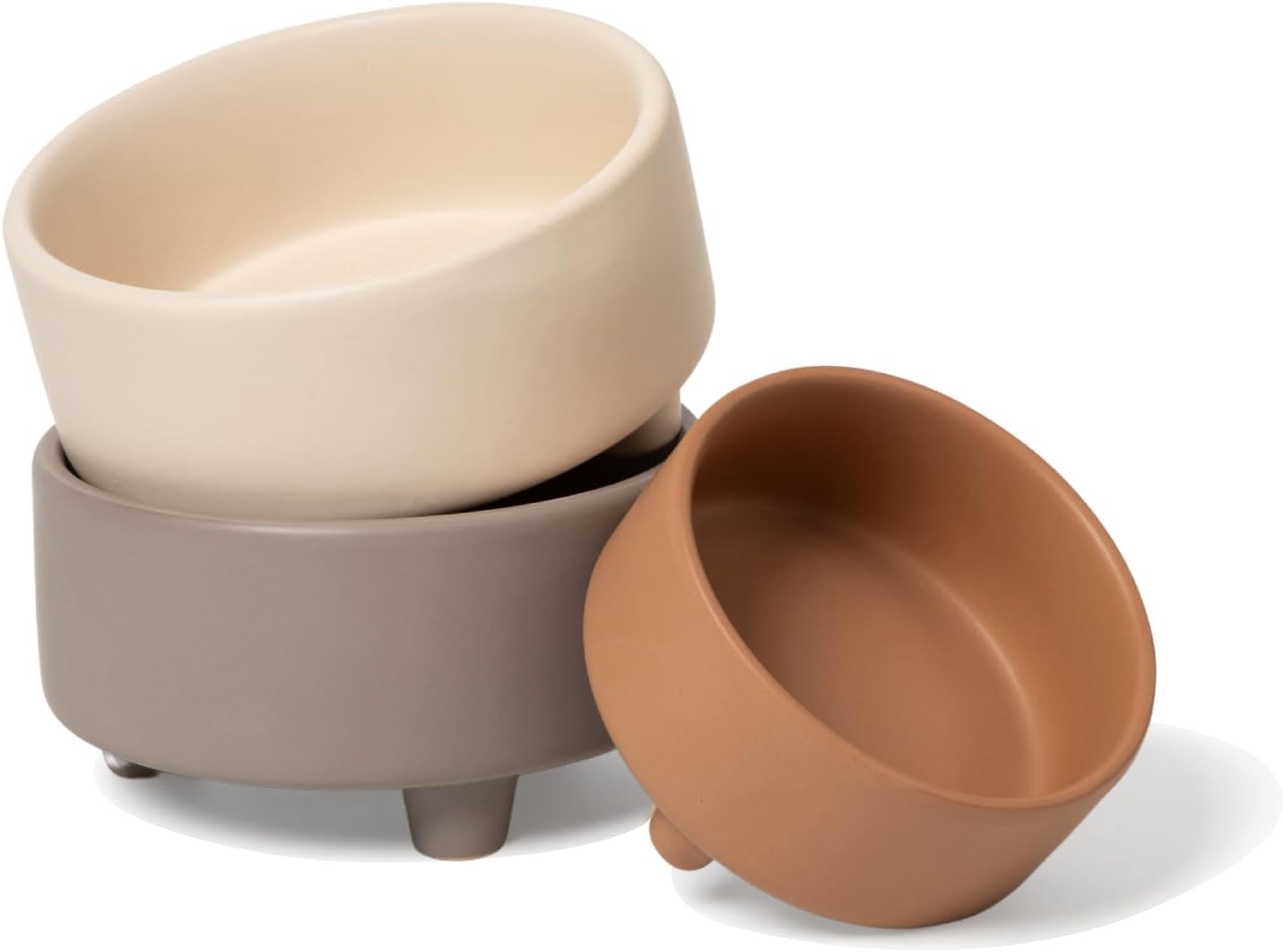 Waggo Uplift Ceramic Dog Bowl for Small Medium and Large Breeds - Heavyweight and Durable Pet Food and Water Dish Crock, Dishwasher Safe, Modern, Elevated Feeder (Vintage Grey, Medium)