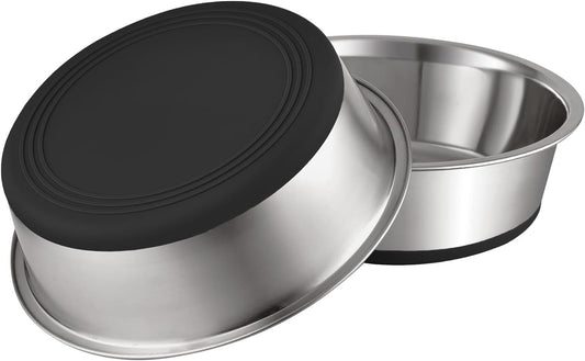 YINGFAN Stainless Steel Dog Bowls, 2 Pack Metal Dog Bowls with Non-Slip Rubber Base, Durable Food and Water Bowl for Small, Puppy Dogs, Holds 2 Cups, BPA-Free, Dishwasher Safe (Black)