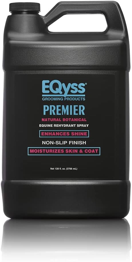 EQyss Premier Equine Rehydrant Spray - Moisturize Horse's Skin & Coat, Add Shine, Detangle, Repel Dirt & Dust - No Silicone, Non-slip Finish (128 oz)
