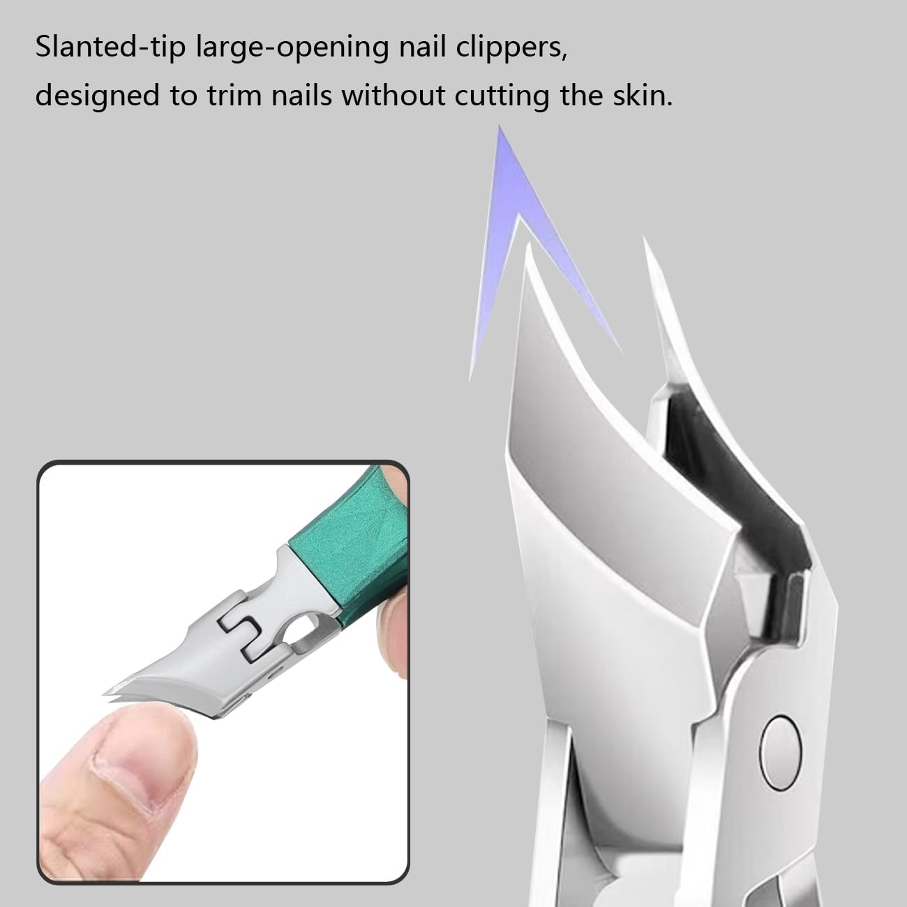 Angled Nail Clippers Green Eagle Beak Oblique Slanted Curved Thick Professional Nail Clippers for Women Adult Men Ingrown