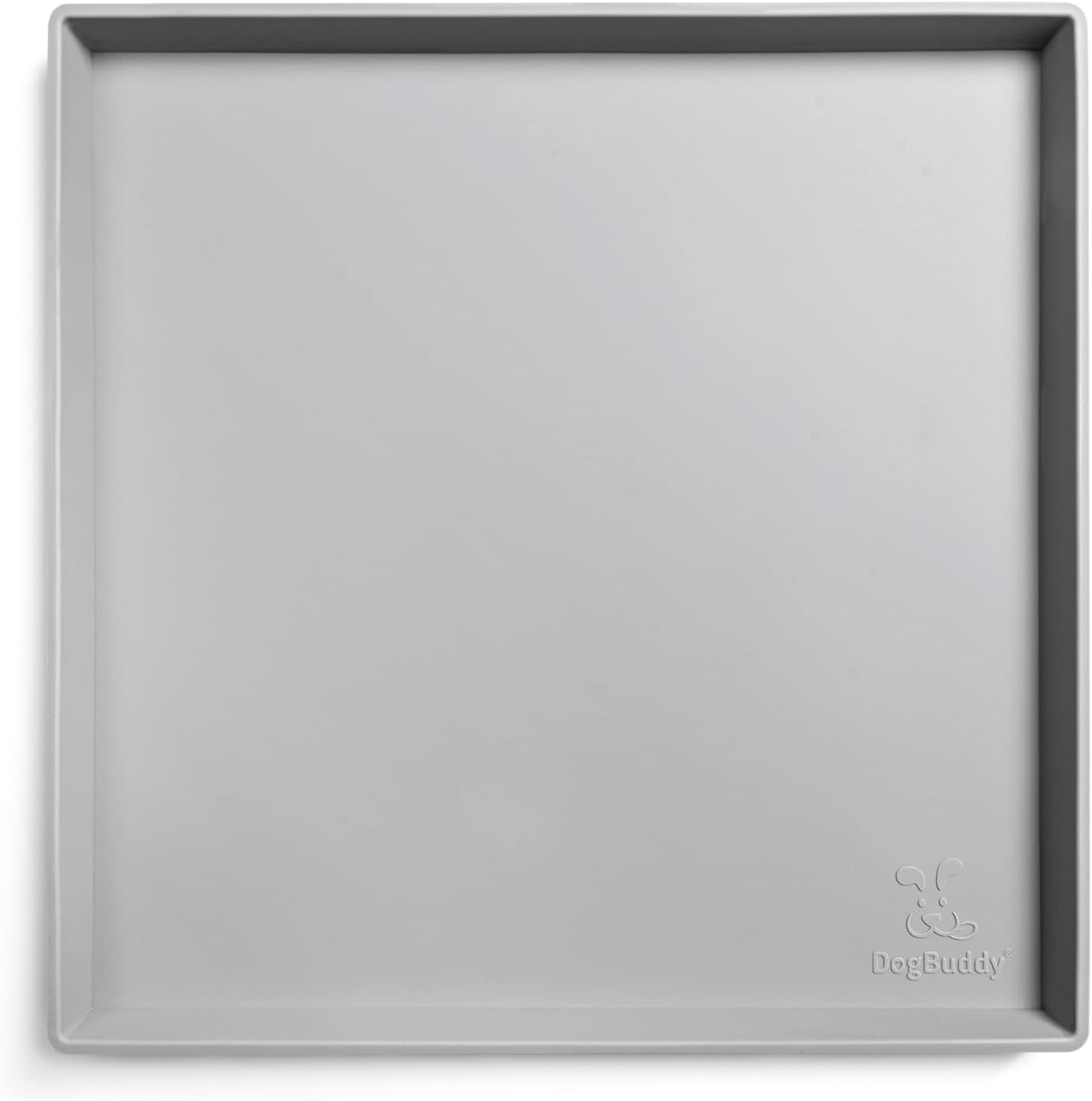 DogBuddy Dog Food Mat – Waterproof Dog Bowl Mat for Food and Water, Silicone Pet Feeding Mats for Floors, Non-Slip Placemat with High Edges for Dogs Bowls, Puppy Essentials (XS: 11" x 11", Mist)