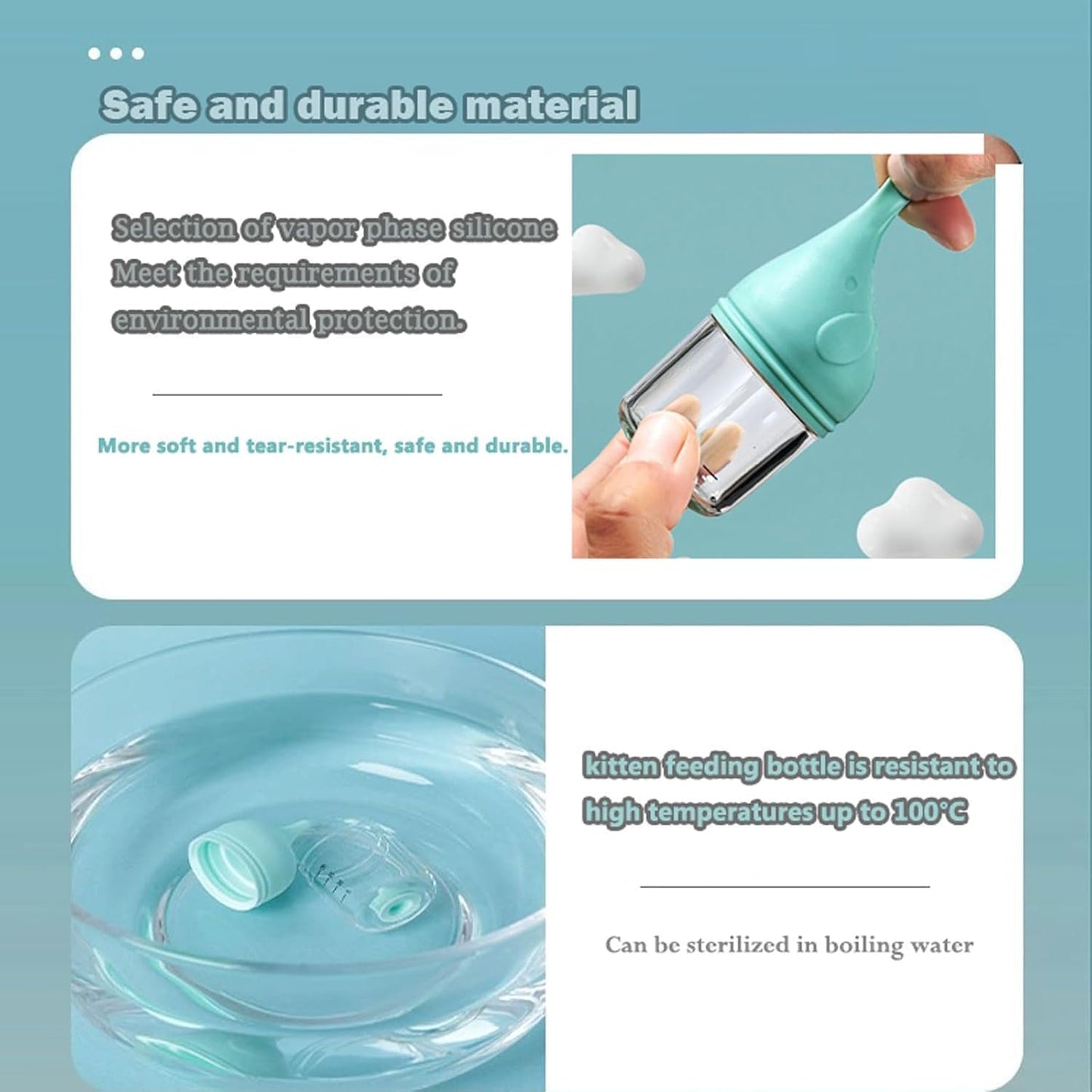 5 pcs Kitten Bottle Miracle Nipple for Kittens Anti-Choking Design for Newborn Kittens Puppies Small Animals (20ml)