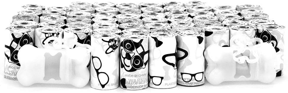 Best Pet Supplies Dog Poop Bags (900 Bags) for Waste Refuse Cleanup, Doggy Roll Replacements for Outdoor Puppy Walking and Travel, Leak Proof and Tear Resistant, Thick Plastic - White