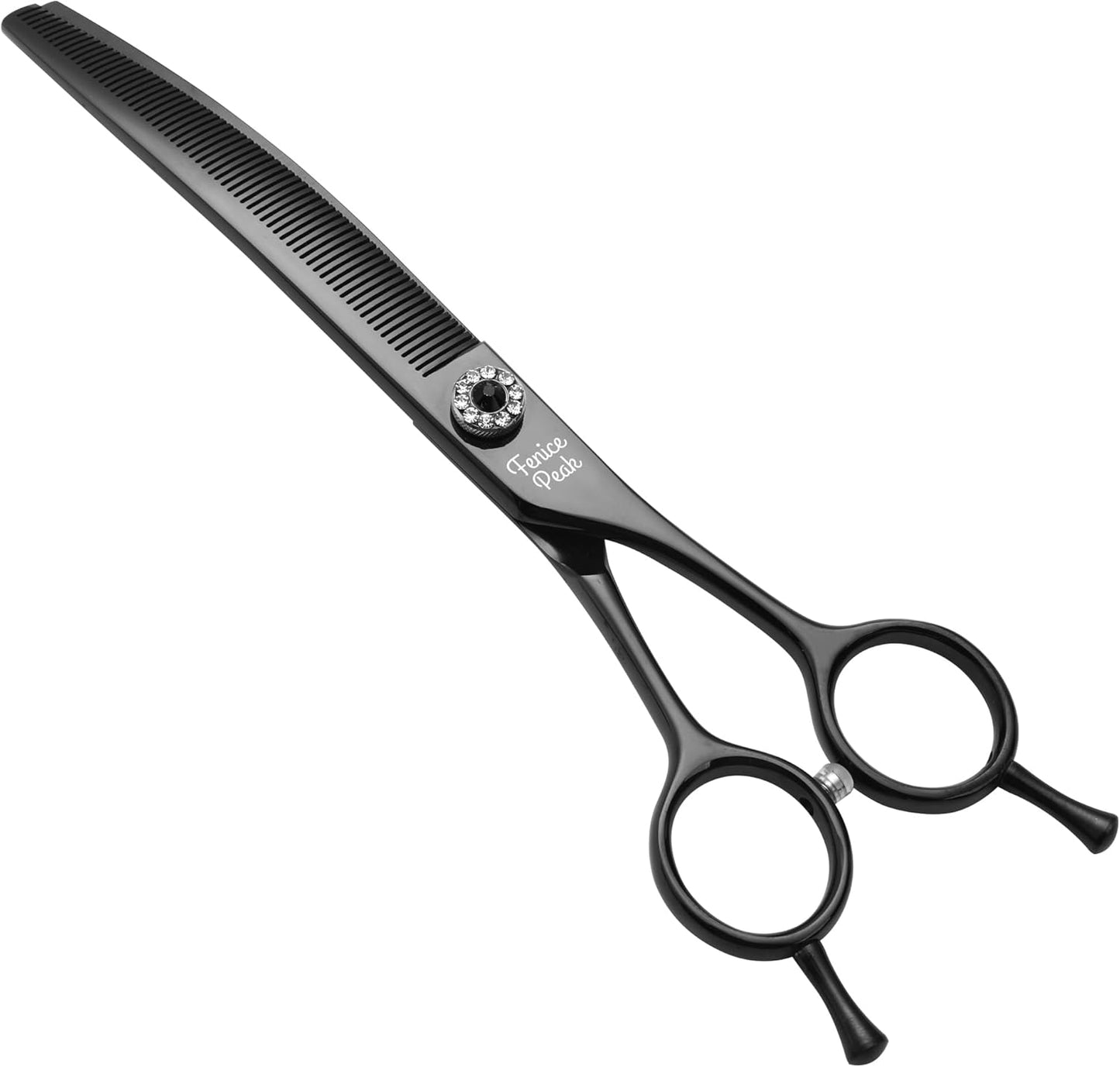 Fenice Peak Professional Dog Grooming Scissors Pet Curved Thinning Shears 7.0'' Extremely Sharp Blades 440C Steel Thinning Scissors Durable Smooth Motion & Fine Cut for Dogs and Cats(Black)