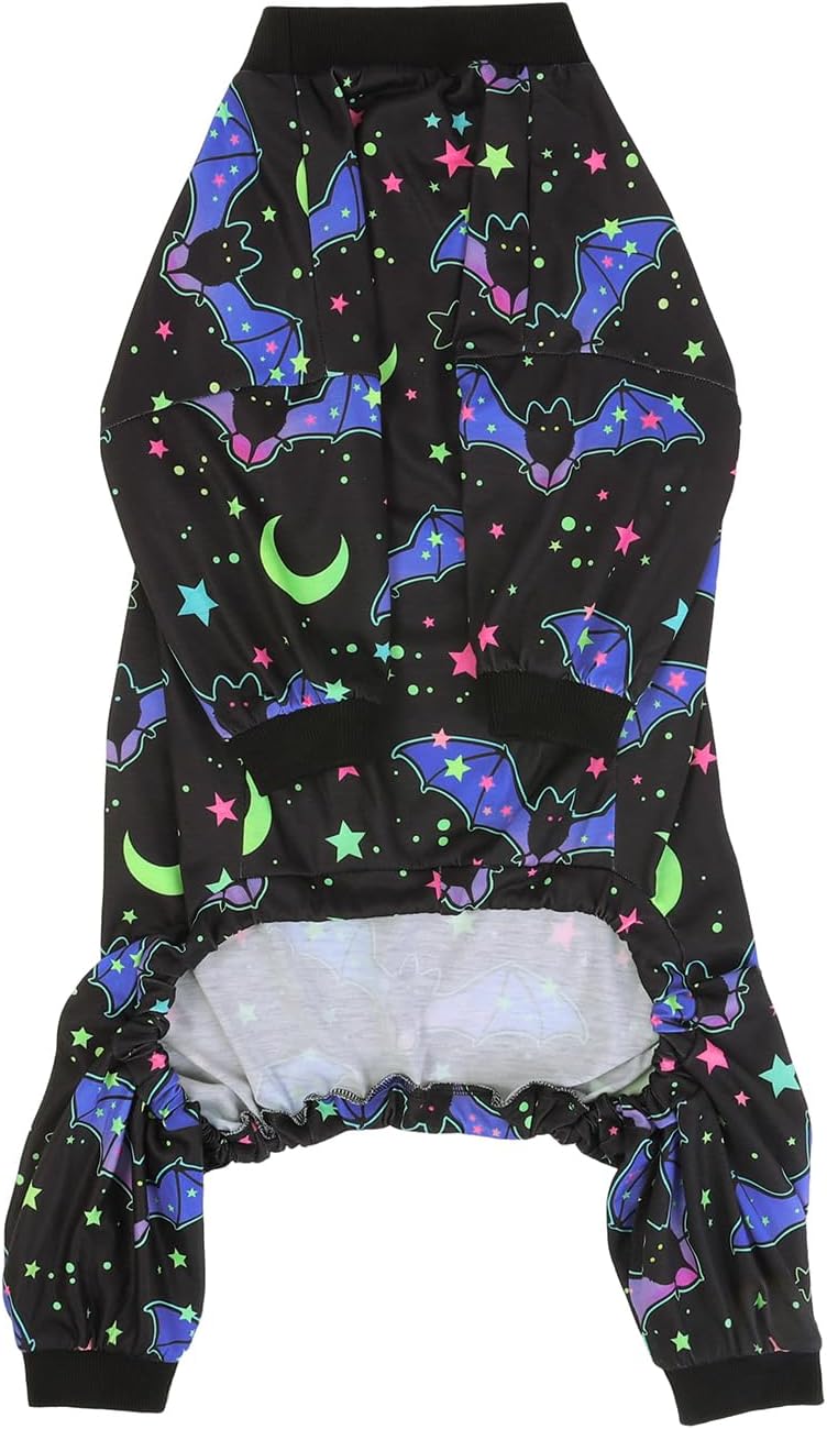HDE Dog Pajamas One Piece Jumpsuit Lightweight Dog PJs Shirt for M-3XL Dogs Starry Bats - 2XL