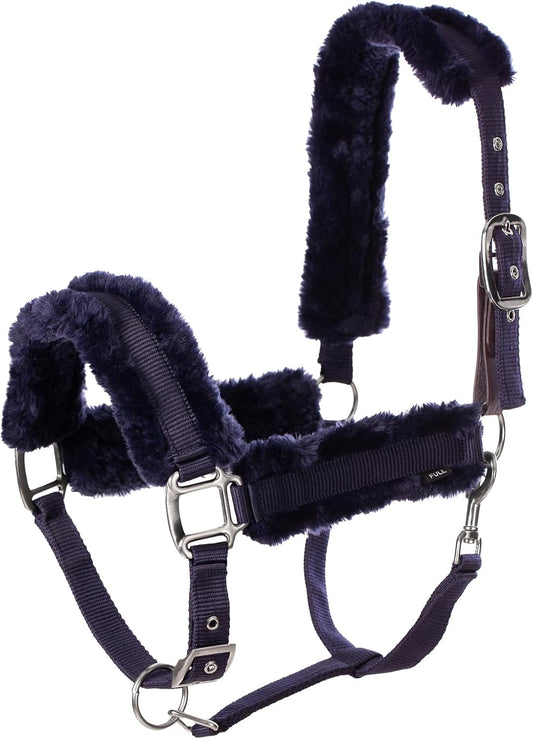 Equinavia Valkyrie Soft Ultra Fleece Padded Adjustable Breakaway Horse Halter - Navy/Navy - Warmblood
