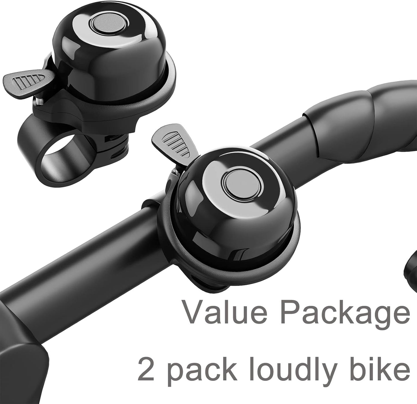 2 Pack Classic Bike Bell, Bicycle Bell Loud Crisp Clear Sound Bicycle Bike Bell City Bike BMX Bike Sports Bike for Adults Kids Right Hand/Left Hand Use