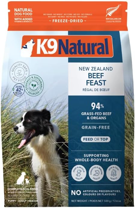 K9 Natural - Grain Free Freeze Dried Dog Food - Beef, 17.6 Ounce