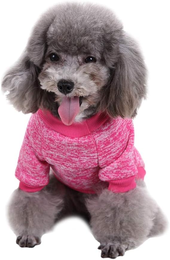 Jecikelon Dog Clothes Dogs Sweater Soft Puppies Clothing Winter Puppy Sweaters Warm Outfit for Dogs Small XXS XS Cat Apparel (Rose red, S)