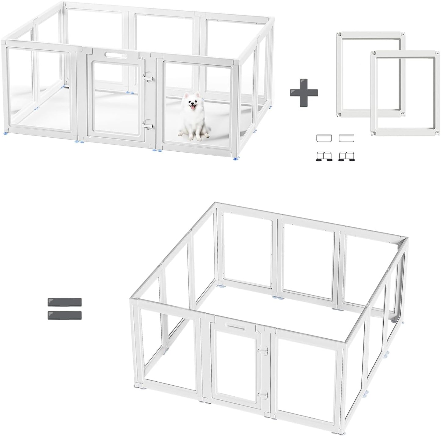 Acrylic Dog Playpen Suitable for Expanding Clear Dog Playpen Includes 2 I-Type Connectors and 2 Suction Cup Bases（30", 2PCS）