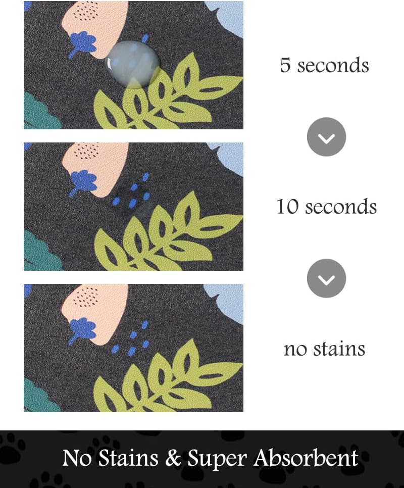 Pet Feeding Mat-Absorbent Dog Mat for Food and Water Bowl-No Stains Quick Dry Water Dispenser Mat-Dog Accessories Pet Supplies-Bowl for Messy Drinkers（DARKFLOWERS,23"x34"