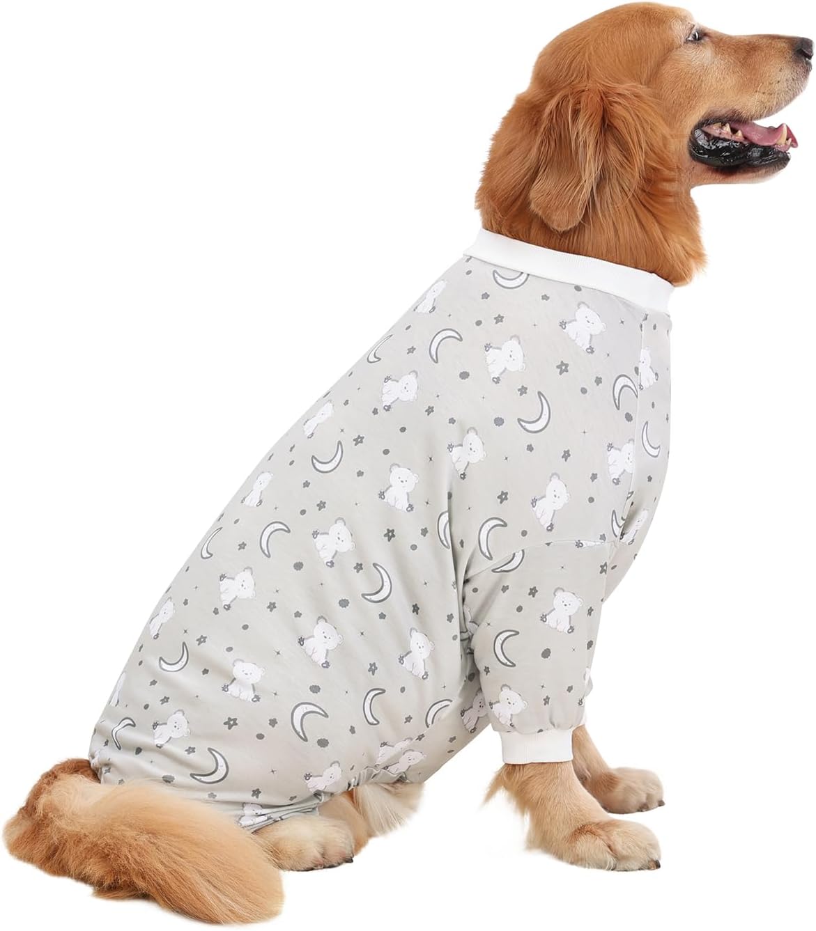 HDE Dog Pajamas One Piece Jammies Jumpsuit Pet Clothes Outfit Stretchy Lightweight Comfy Shirt Pjs for M-3XL Dogs Goodnight Polar Bears - M