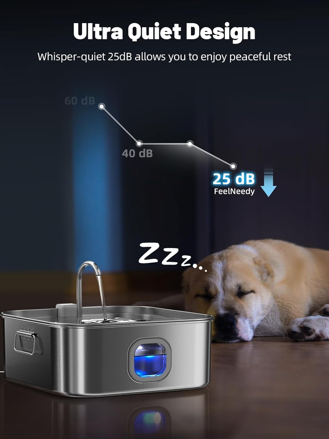 Dog Water Fountain Stainless Steel, 410oz/3.2Gal/12L Large Pet Water Fountain for Large Dog, Dog Water Bowl Dispenser with Water Level Window & LED Indicator, Super Quiet for S-L Dogs and Multi-Pet