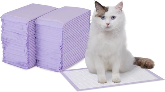 Amazon Basics Cat Pad Refills for Litter Box, Fresh Scent, Pack of 60, White/Purple