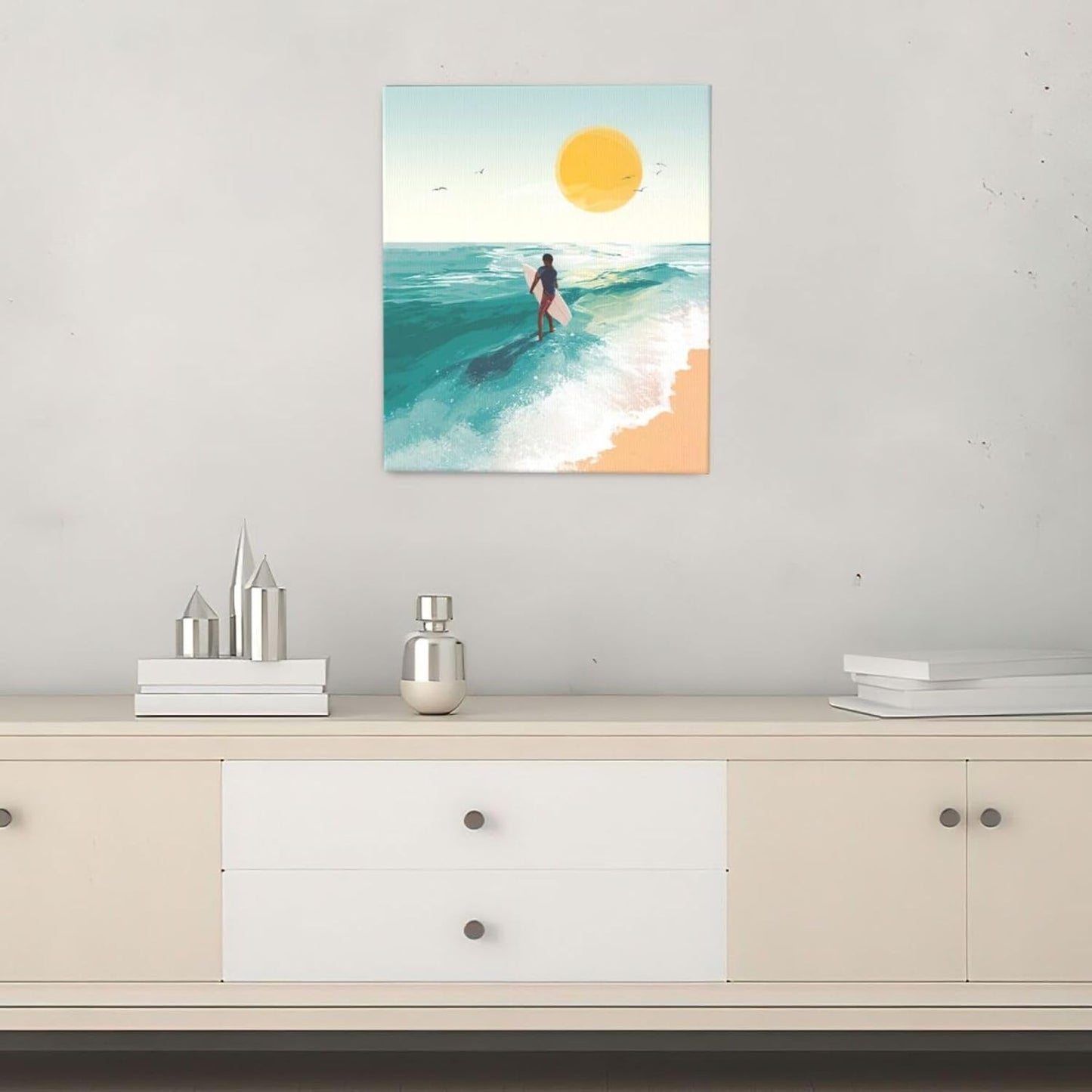 Beach Starfish Wall Decor Ocean Starfish Wall Art Sunset Scenery Coastal Theme Pictures Canvas Nature Seascape Painting Print Framed Artwork Decorations for Home Bathroom Living Room Bedroom Office 24"x20"