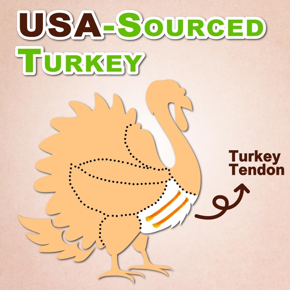 Afreschi Natural Turkey Tendon Pretzel (M) 10 oz, USA-Sourced Turkey Tendon, All Natural Puppy Chew, Hypoallergenic, Rawhide Alternative, for Medium Breeds