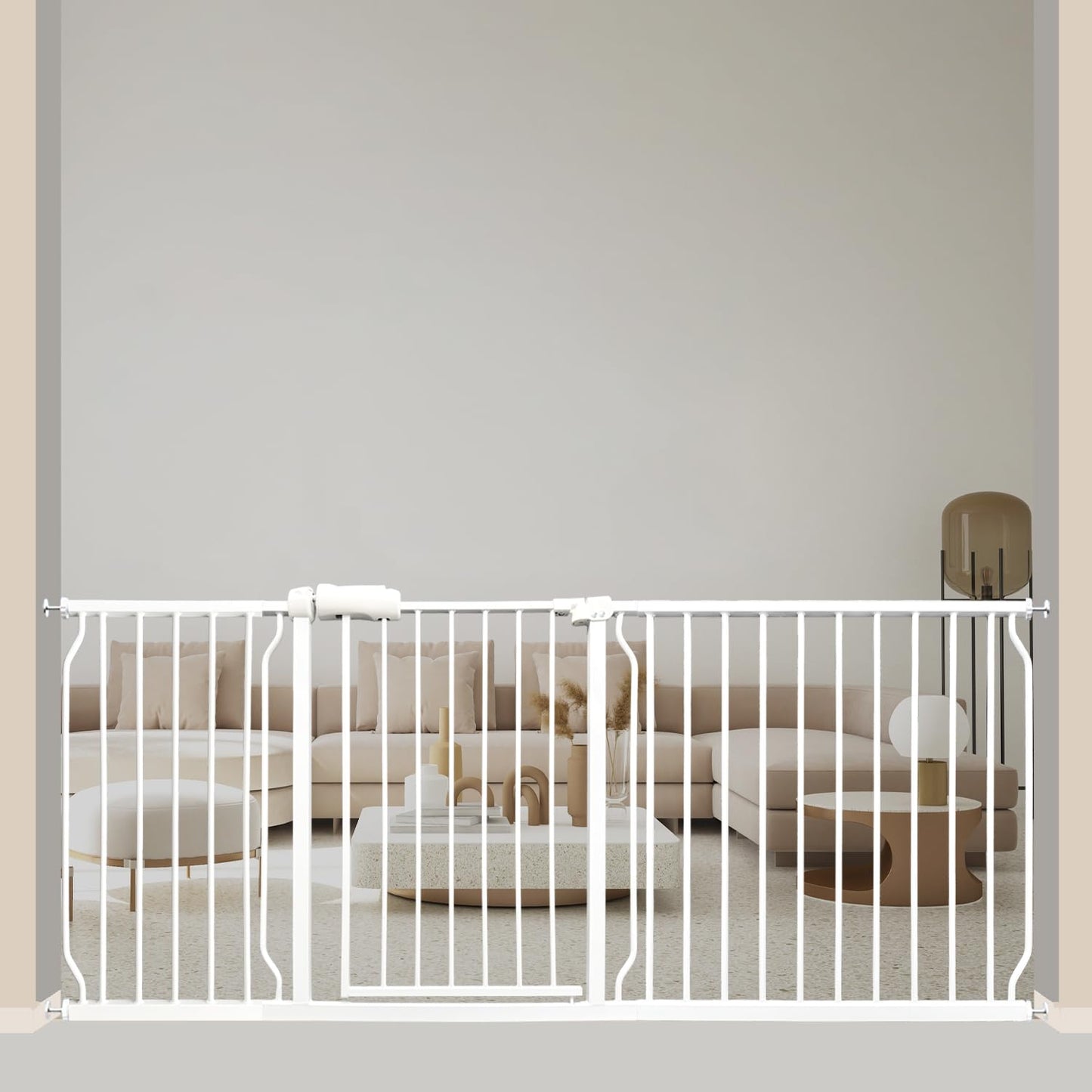 Baby Gates Extra Wide 71.5-76.4 Inch Large Baby Gates for Stairs Tension Pet Dog Gates Indoor for Doorways No Drilling Pressure Mounted Pet Gates for Kids